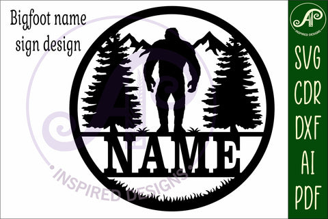 Bigfoot yeti name wall art sign, SVG file SVG APInspireddesigns 