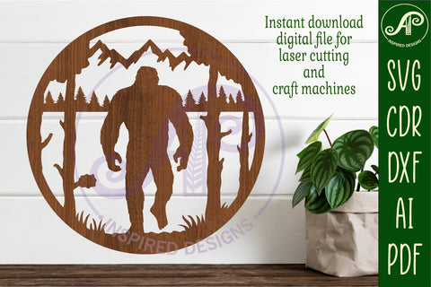 Bigfoot yeti wall art sign, SVG file SVG APInspireddesigns 