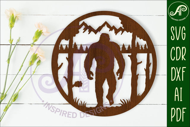 Bigfoot yeti wall art sign, SVG file SVG APInspireddesigns 