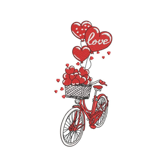 Bike with Basket of Hearts Machine Embroidery Design, 3 sizes, Instant Download Embroidery/Applique DESIGNS Nino Nadaraia 