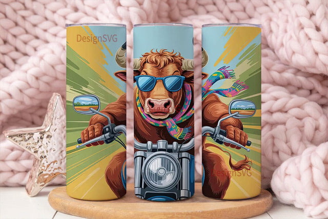 Biker Bull 20oz Tumbler Wrap Sublimation DesignSVG 