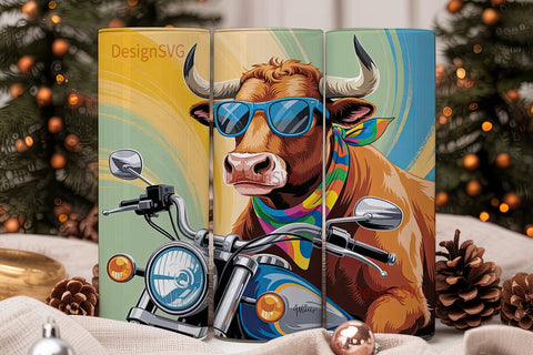 Biker Bull 20oz Tumbler Wrap Sublimation DesignSVG 