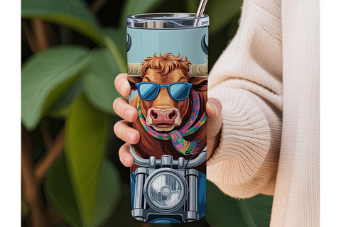 Biker Bull 20oz Tumbler Wrap Sublimation DesignSVG 