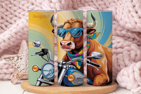 Biker Bull 20oz Tumbler Wrap Sublimation DesignSVG 