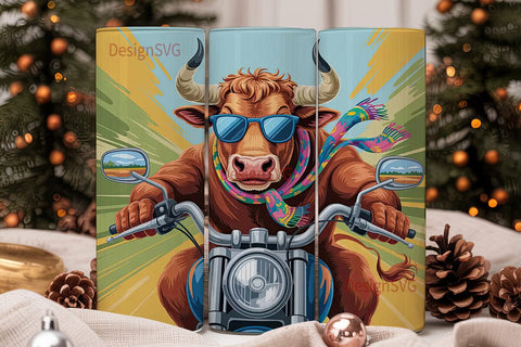 Biker Bull 20oz Tumbler Wrap Sublimation DesignSVG 