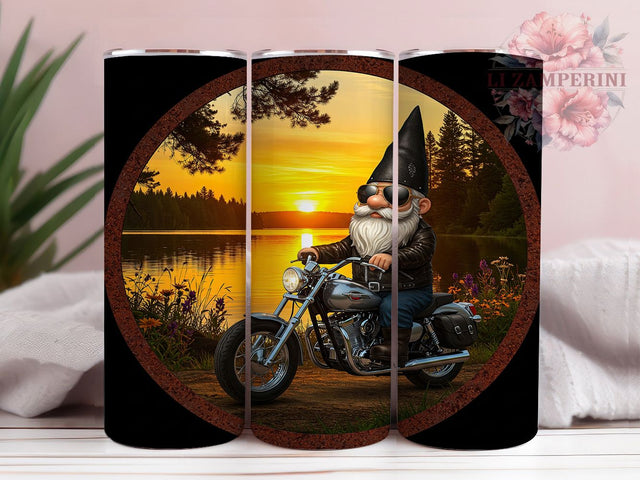 Biker Gnome Motorcycle Tumbler, Motorcycle Rider Wrap, 20oz Tumbler Sublimation, Cute Gnome Biker Design, Chopper Gnome Art, Funny Motorcycle Tumbler, Road Trip Gnome Wrap Sublimation Li Zamperini 