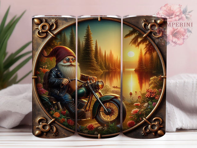 Biker Gnome Motorcycle Tumbler, Motorcycle Rider Wrap, 20oz Tumbler Sublimation, Cute Gnome Biker Design, Chopper Gnome Art, Funny Motorcycle Tumbler, Road Trip Gnome Wrap Sublimation Li Zamperini 