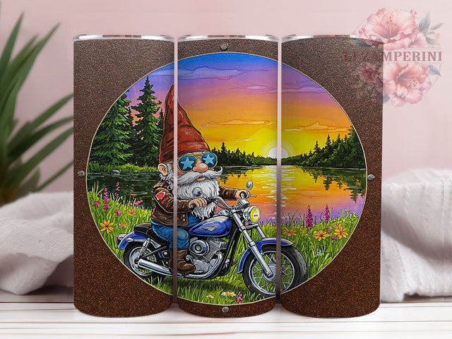 Biker Gnome Motorcycle Tumbler, Motorcycle Rider Wrap, 20oz Tumbler Sublimation, Cute Gnome Biker Design, Chopper Gnome Art, Funny Motorcycle Tumbler, Road Trip Gnome Wrap Sublimation Li Zamperini 