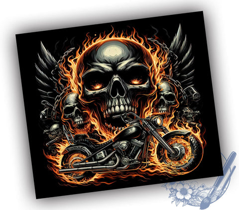Biker Skull, Motorcycle Design, Tumbler Sublimation, 20oz Tumbler, Skull Gift, Biker Gift, Custom Tumbler, Motorcycle Accessories Sublimation ToriDesigns 