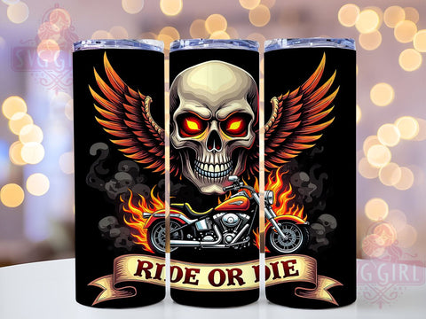 Biker Skull, Motorcycle Tumbler, PNG Sublimation, 20oz Tumbler, Biker Gift, Skull Design, Motorcycle Decor, Sublimation Wrap Sublimation SvggirlplusArt 