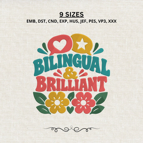 Bilingual and Brilliant Embroidery Design – Bilingual Teacher Machine Embroidery File, Multilingual Student School Design Embroidery/Applique DESIGNS PatternFeed8 