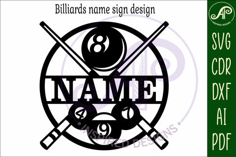 Billiards name wall art sign, SVG personalized SVG APInspireddesigns 