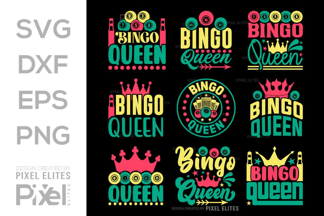Bingo Queen SVG Bingo Game Bundle Crazy Bingo gifts Bingo Quotes Design PET 00567 SVG ETC Craft 