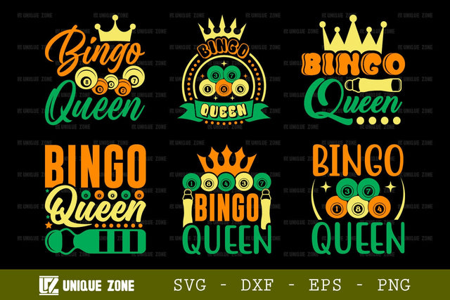 Bingo Queen SVG Bingo Games Bingo Gift Crazy Bingo Lover Tshirt Bundle Bingo Quotes Design, TG 0032 SVG Unique Zone 