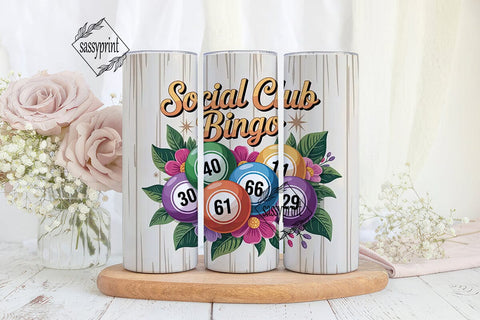 Bingo Social Club 20oz Tumbler Wrap Sublimation sassyprint 