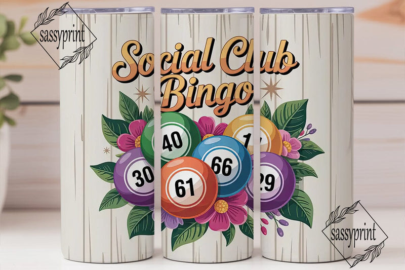 Bingo Social Club 20oz Tumbler Wrap Sublimation sassyprint 