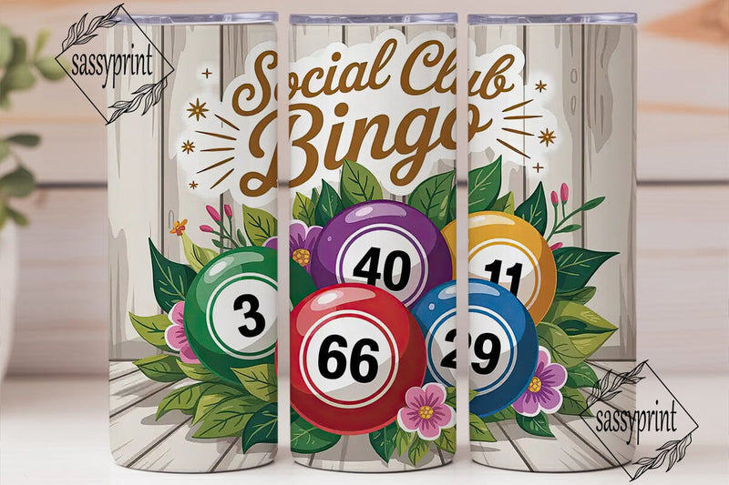 Bingo Social Club 20oz Tumbler Wrap Sublimation sassyprint 