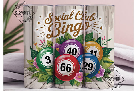 Bingo Social Club 20oz Tumbler Wrap Sublimation sassyprint 