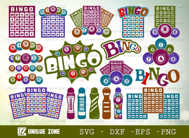 Bingo SVG Bundle Bingo Dauber Silhouette Bingo Game Cut File Bundle SVG Unique Zone 