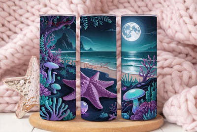 Bioluminescent Beach 20oz Tumbler Wrap Sublimation DesignSVG 