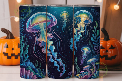 Bioluminescent Jellyfish 20oz Tumbler Sublimation PixelChick 