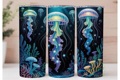 Bioluminescent Jellyfish 20oz Tumbler Sublimation PixelChick 