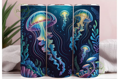 Bioluminescent Jellyfish 20oz Tumbler Sublimation PixelChick 