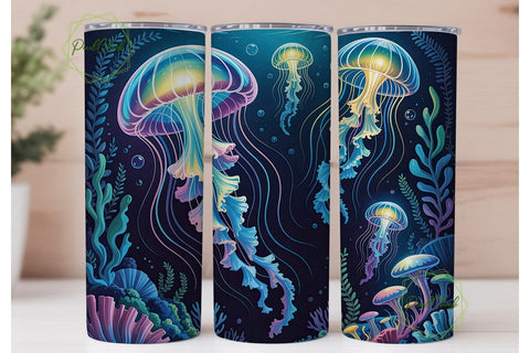 Bioluminescent Jellyfish 20oz Tumbler Sublimation PixelChick 