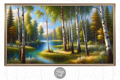 Birch tree forest, landscape Framed TV art Digital Pattern Artisan Craft SVG 
