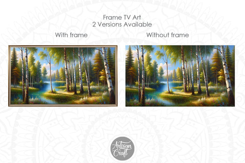 Birch tree forest, landscape Framed TV art Digital Pattern Artisan Craft SVG 