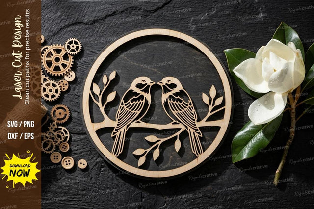 Bird Branch Frame laser Cut svg Cutting file ,bird branch svg, birds on branch frame svg SVG Regulrcrative 