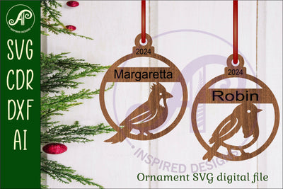Bird Christmas Ornament SVG laser cut SVG APInspireddesigns 