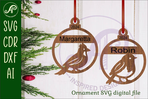 Bird Christmas Ornament SVG laser cut SVG APInspireddesigns 