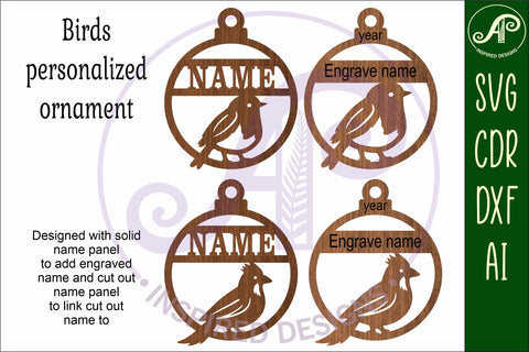 Bird Christmas Ornament SVG laser cut SVG APInspireddesigns 