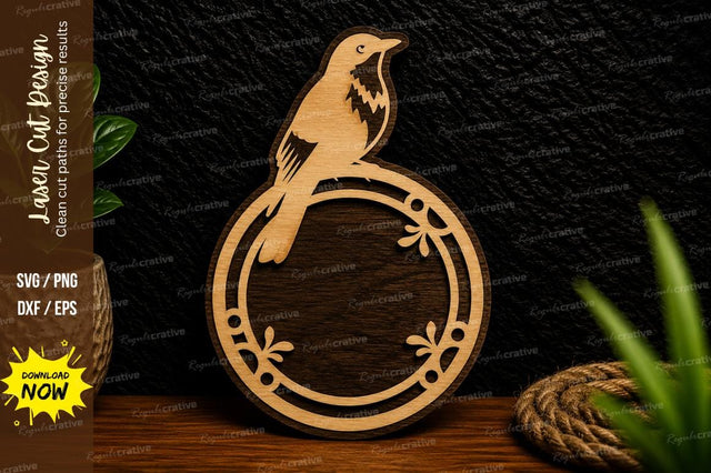 Bird Circle Frame Laser Cut Svg Design SVG Regulrcrative 
