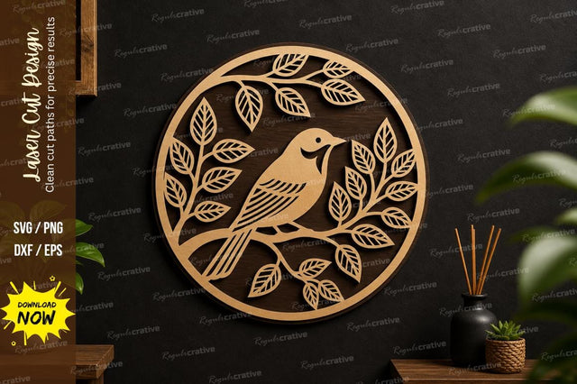 bird circle laser cut file, bird wall art svg design SVG Regulrcrative 