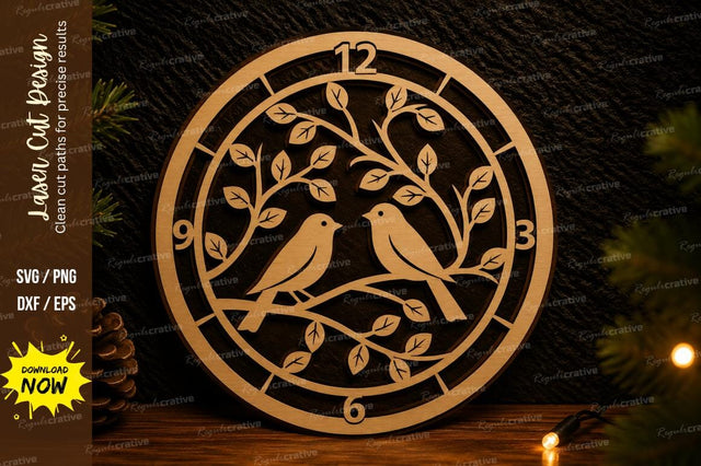 Bird Clock Ornament Laser Cut SVG Design SVG Regulrcrative 