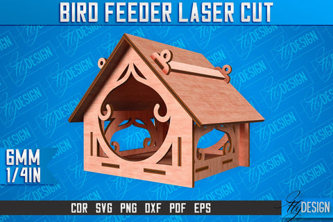 Bird Feeder Laser Cut | Laser Cut SVG Design | CNC File SVG Fly Design 