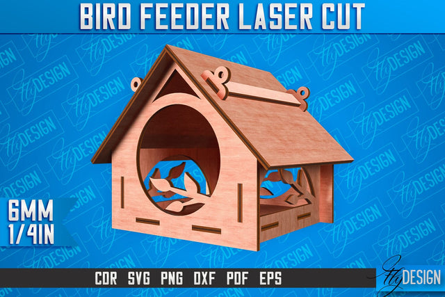 Bird Feeder Laser Cut | Laser Cut SVG Design | CNC File SVG Fly Design 