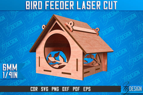 Bird Feeder Laser Cut | Laser Cut SVG Design | CNC File SVG Fly Design 