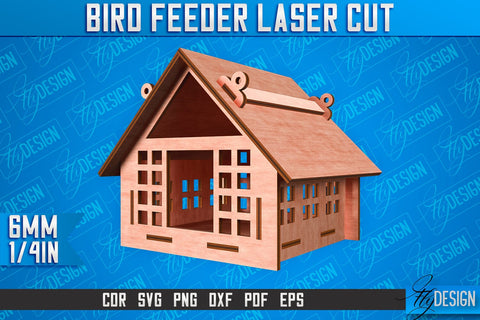 Bird Feeder Laser Cut | Laser Cut SVG Design | CNC File SVG Fly Design 