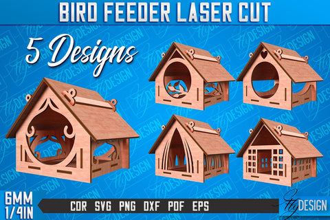 Bird Feeder Laser Cut | Laser Cut SVG Design | CNC File SVG Fly Design 