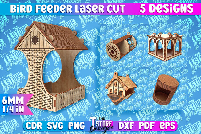 Bird Feeder Laser Cut | Laser Cut SVG Design | CNC File SVG The T Store Design 