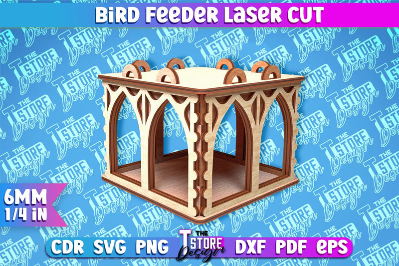 Bird Feeder Laser Cut | Laser Cut SVG Design | CNC File SVG The T Store Design 