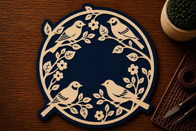 Bird Floral Circle Frame Laser Cut SVG File SVG Regulrcrative 