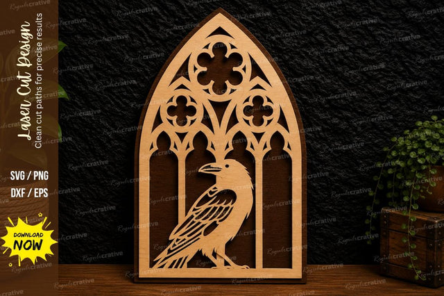 Bird Gothic Window Laser Cut Svg Design SVG Regulrcrative 