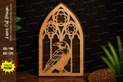 Bird Gothic Window Laser Cut Svg Design SVG Regulrcrative 