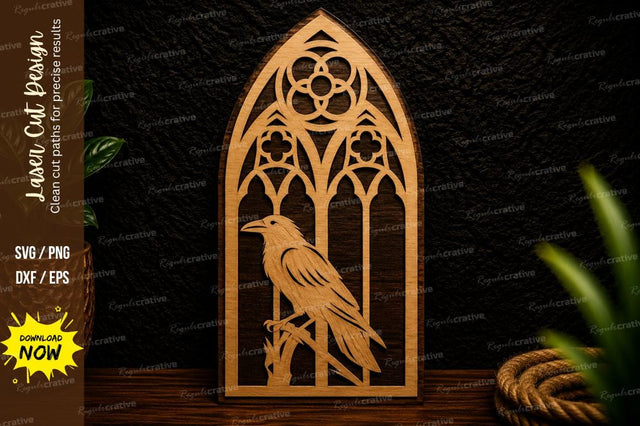 Bird Gothic Window Laser Cut Svg Design SVG Regulrcrative 