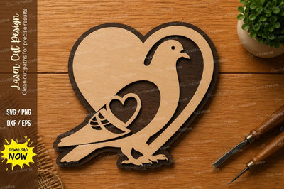 Bird Heart SVG | Love Bird Laser Cut File | Glowforge CNC DXF PNG EPS SVG Regulrcrative 