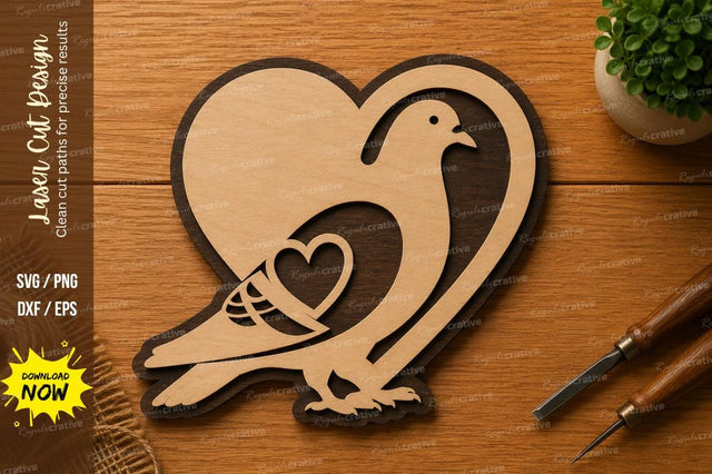 Bird Heart SVG | Love Bird Laser Cut File | Glowforge CNC DXF PNG EPS SVG Regulrcrative 